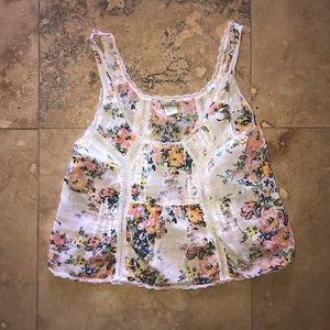 Billabong Floral White Tank-top Size M